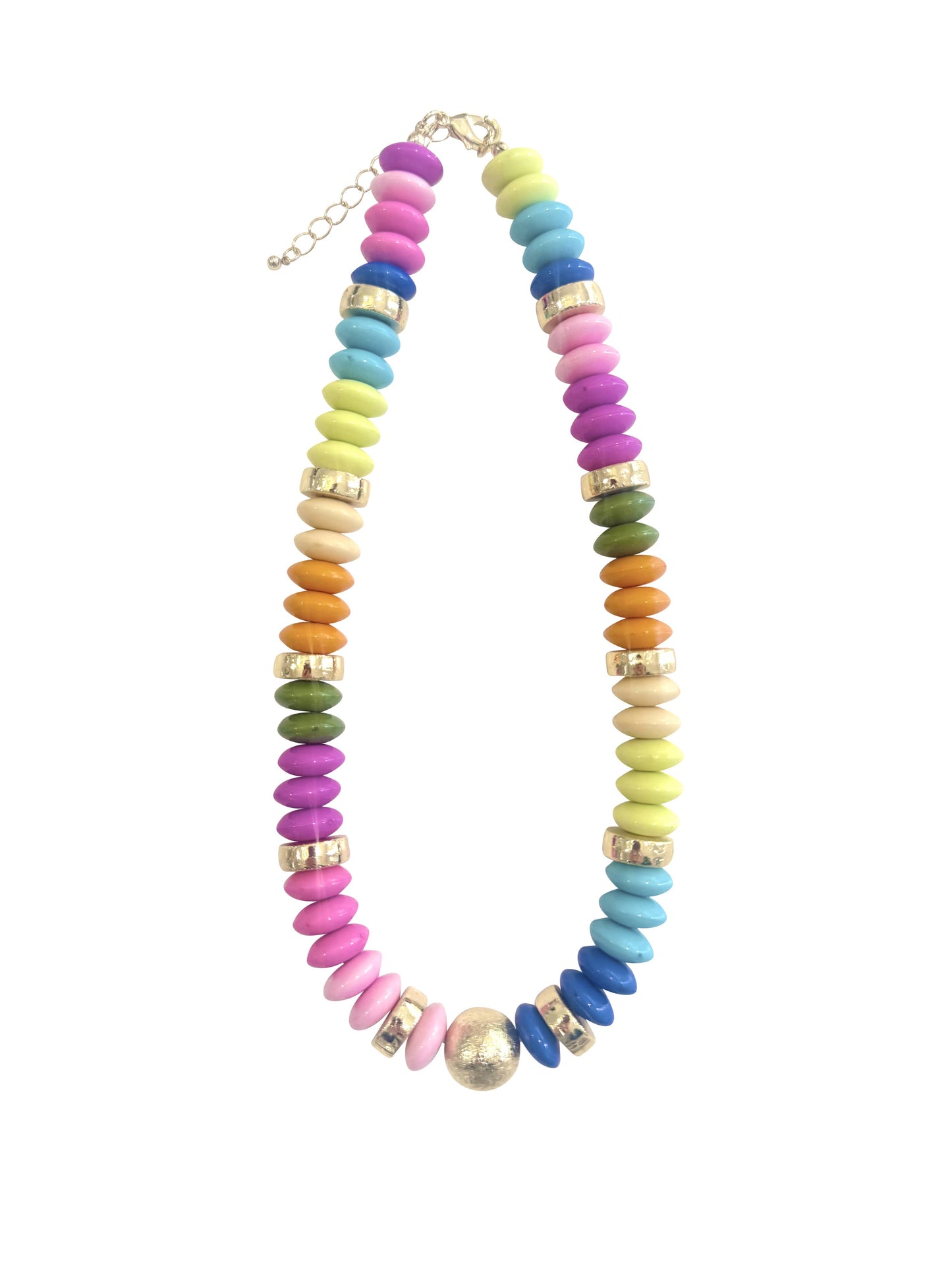 Tropical Beaded Disc Necklace- Rainbow
