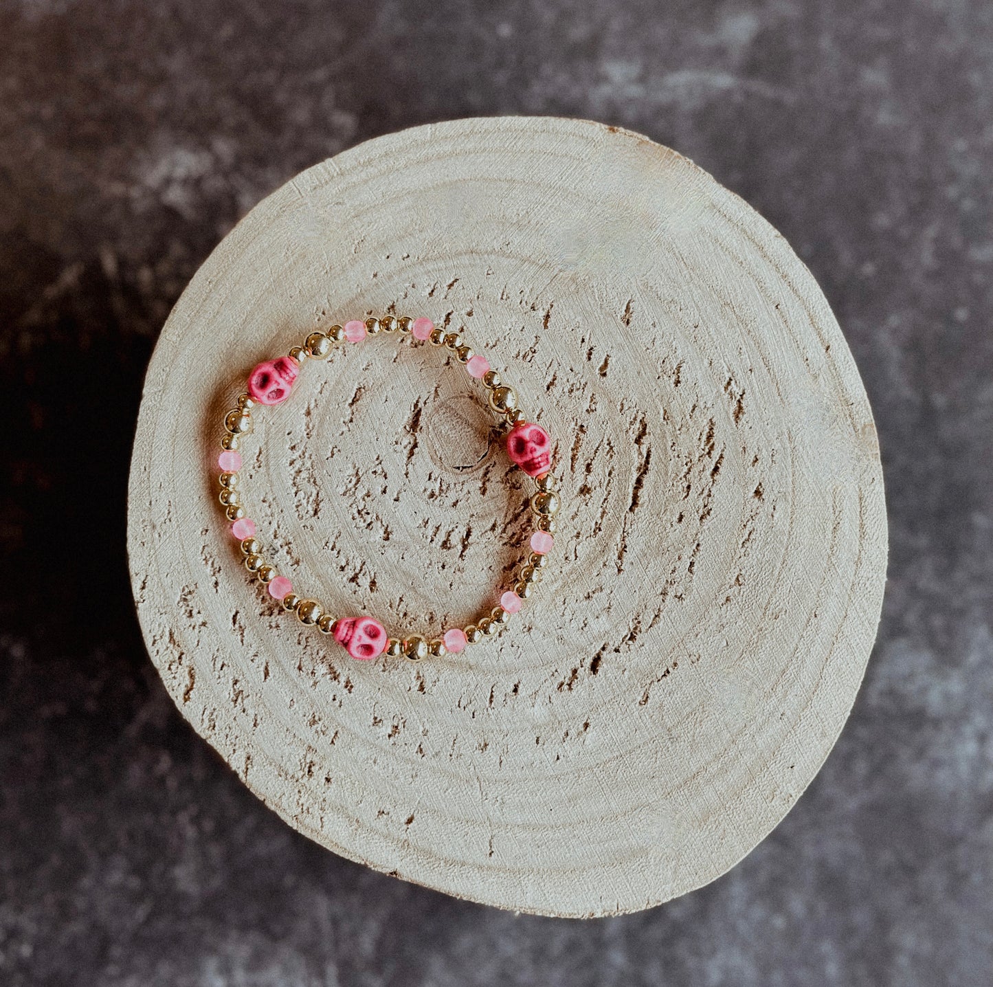 Pink/Black Skull Bracelet