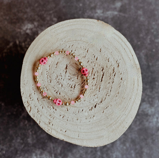 Pink/Black Skull Bracelet