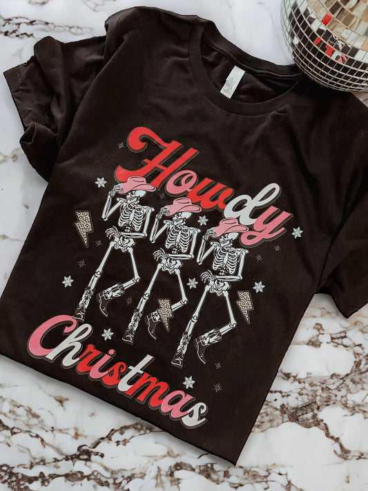 Howdy Christmas Skeleton  Tee